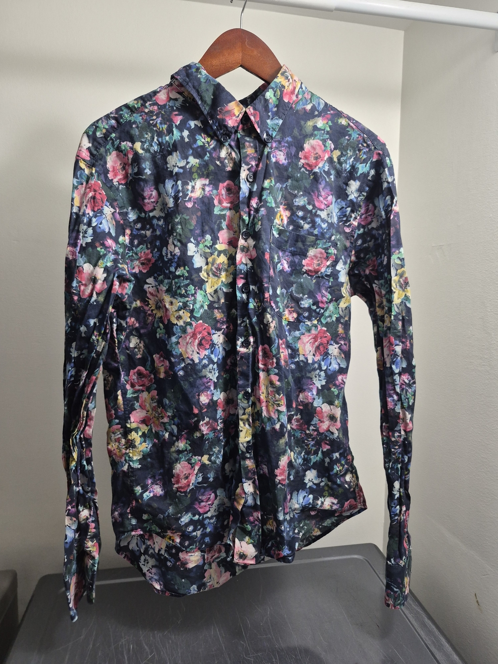 Naked And Famous Navy Floral Button-Down Shirt